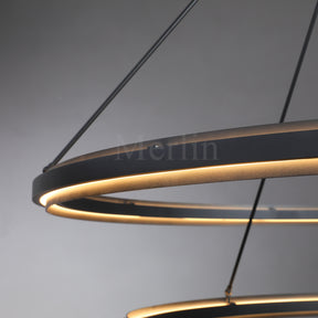 George Elegant Modern Two-Tier Round Lamp Fixture, Metal Chandelier for Living Room, Bedroom, Dining Room