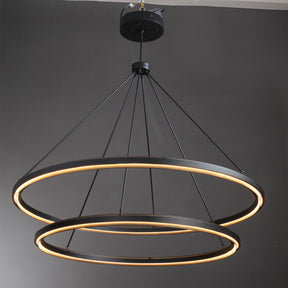 George Elegant Modern Two-Tier Round Lamp Fixture, Metal Chandelier for Living Room, Bedroom, Dining Room