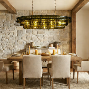 Ghiaccio Glass Oval Chandelier 54''65''-Chandelier-Merlin Lamps-54″ W-Clear-Brass-merlinlamps