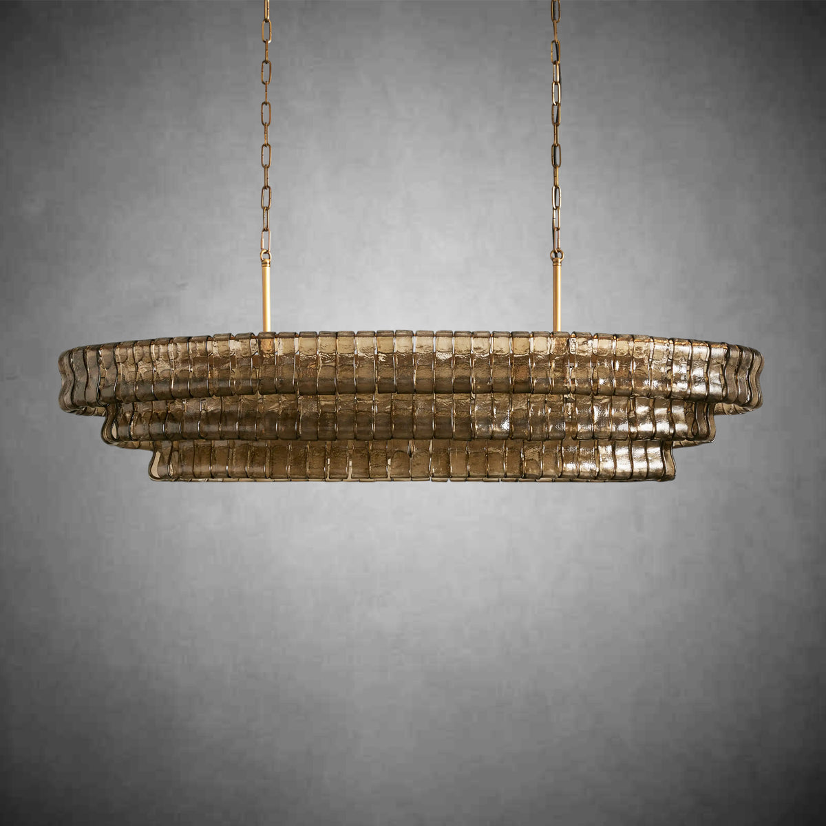 Ghiaccio Glass Oval Chandelier 54''65''-Chandelier-Merlin Lamps-54″ W-Clear-Brass-merlinlamps