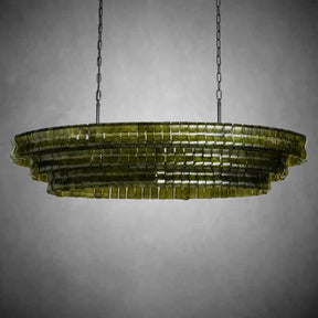 Ghiaccio Glass Oval Chandelier 54''65''-Chandelier-Merlin Lamps-54″ W-Clear-Brass-merlinlamps