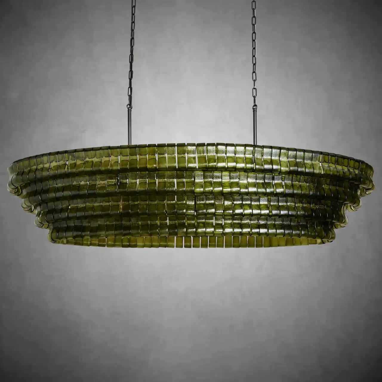 Ghiaccio Glass Oval Chandelier 54''65''-Chandelier-Merlin Lamps-54″ W-Clear-Brass-merlinlamps