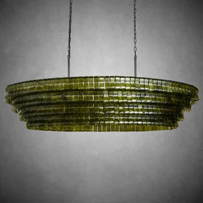 Ghiaccio Glass Oval Chandelier 54''65''-Chandelier-Merlin Lamps-54″ W-Clear-Brass-merlinlamps