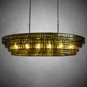 Ghiaccio Glass Oval Chandelier 54''65''-Chandelier-Merlin Lamps-54″ W-Clear-Brass-merlinlamps