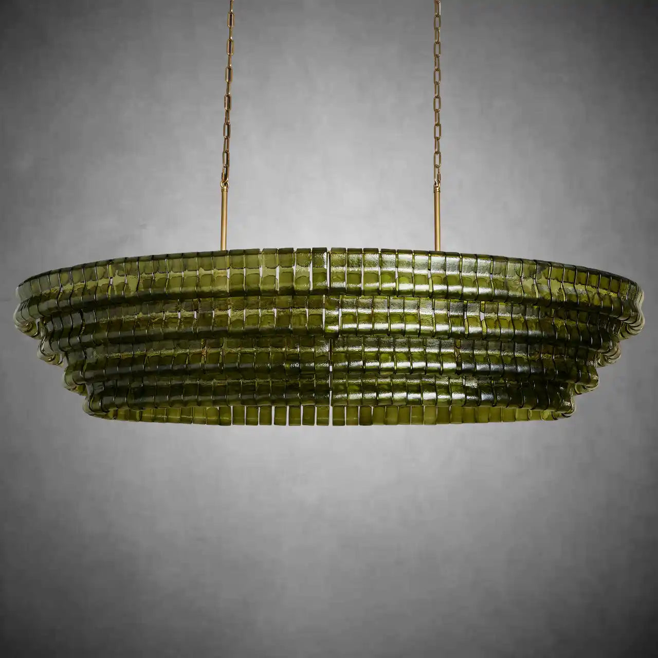Ghiaccio Glass Oval Chandelier 54''65''-Chandelier-Merlin Lamps-54″ W-Clear-Brass-merlinlamps