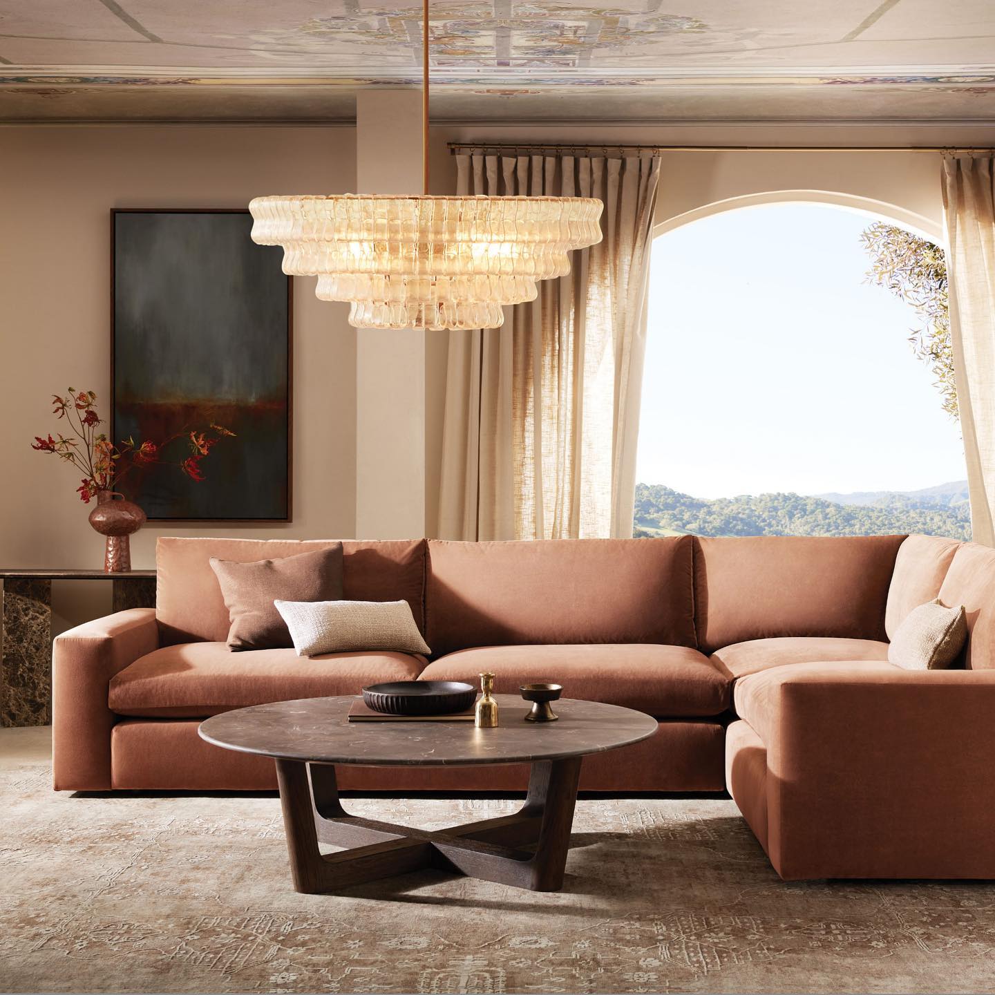 Ghiaccio Round Glass Chandelier