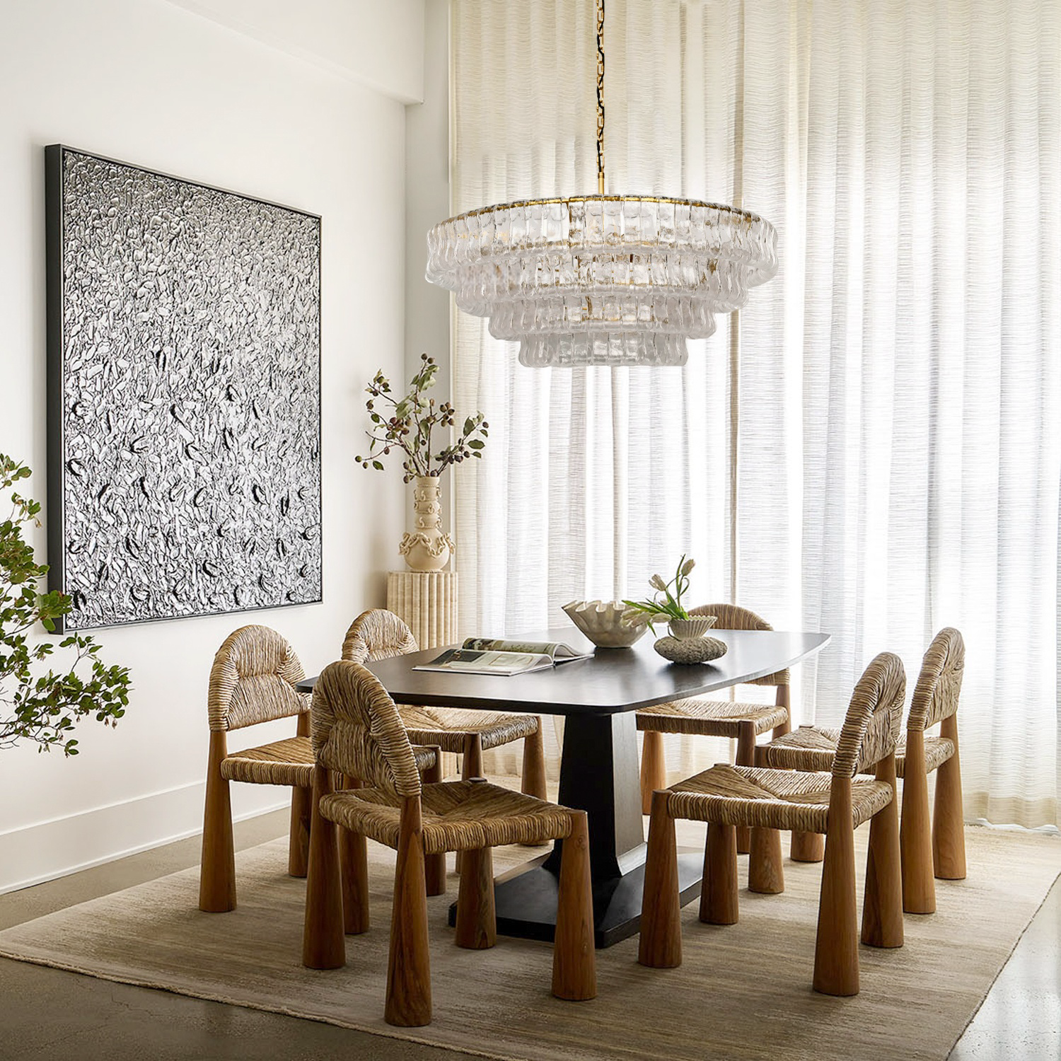 Ghiaccio Round Glass Chandelier