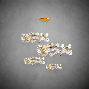 Gingko Leaves Ceramics Spiral Branch Chandelier