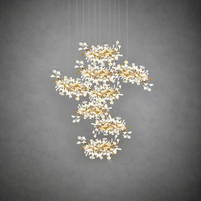 Gingko Leaves Ceramics Spiral Branch Chandelier