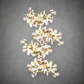 Gingko Leaves Ceramics Spiral Branch Chandelier