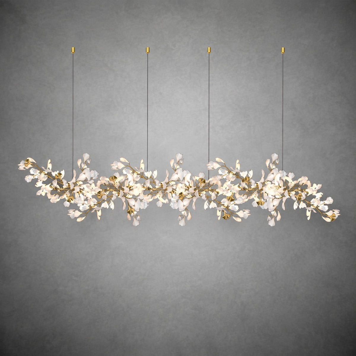 Gingko Leaves Ceramics Spiral Branch Chandelier