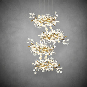 Gingko Leaves Ceramics Spiral Branch Chandelier