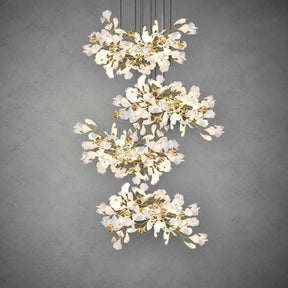 Gingko Leaves Ceramics Spiral Branch Chandelier