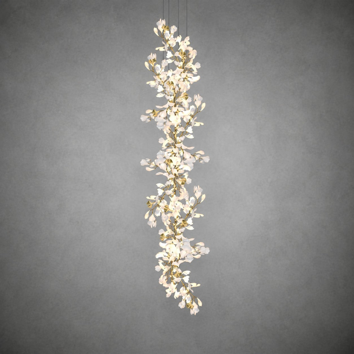 Gingko Leaves Ceramics Spiral Branch Chandelier