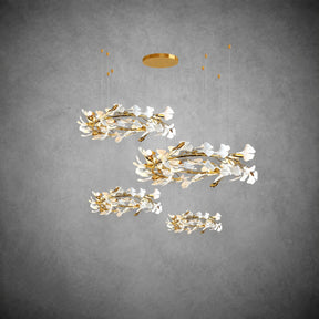Gingko Leaves Ceramics Spiral Branch Chandelier