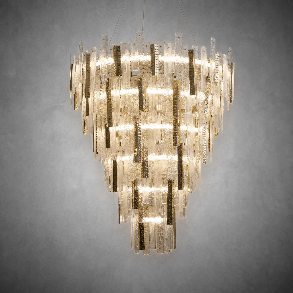 Glacier Textured Glass Round Chandelier