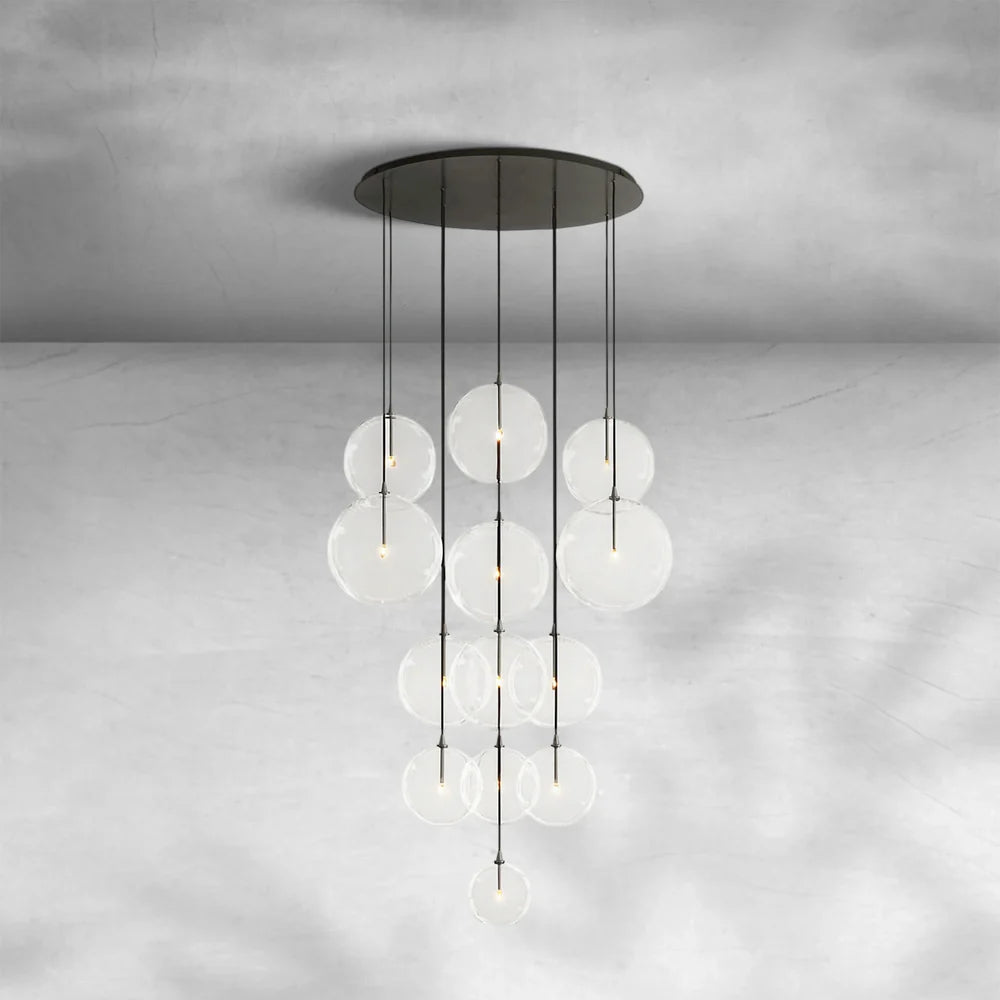 Glass Globe Mobile Cluster Chandelier 28" 44"