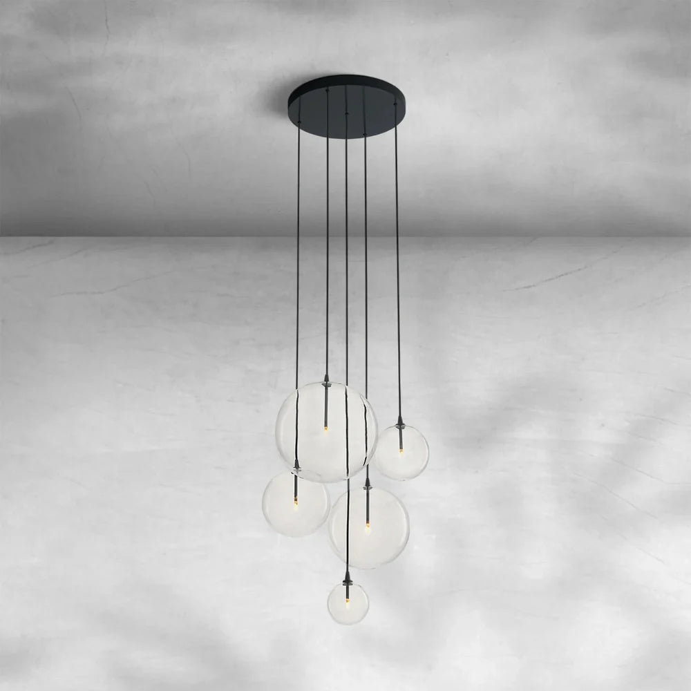 Glass Globe Mobile Cluster Chandelier 28" 44"