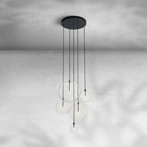 Glass Globe Mobile Cluster Chandelier 28" 44"