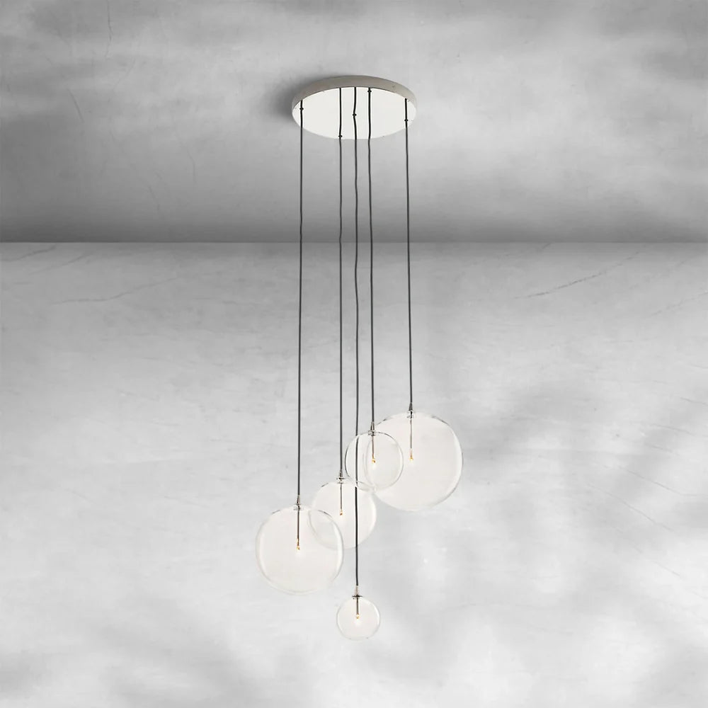Glass Globe Mobile Cluster Chandelier 28" 44"