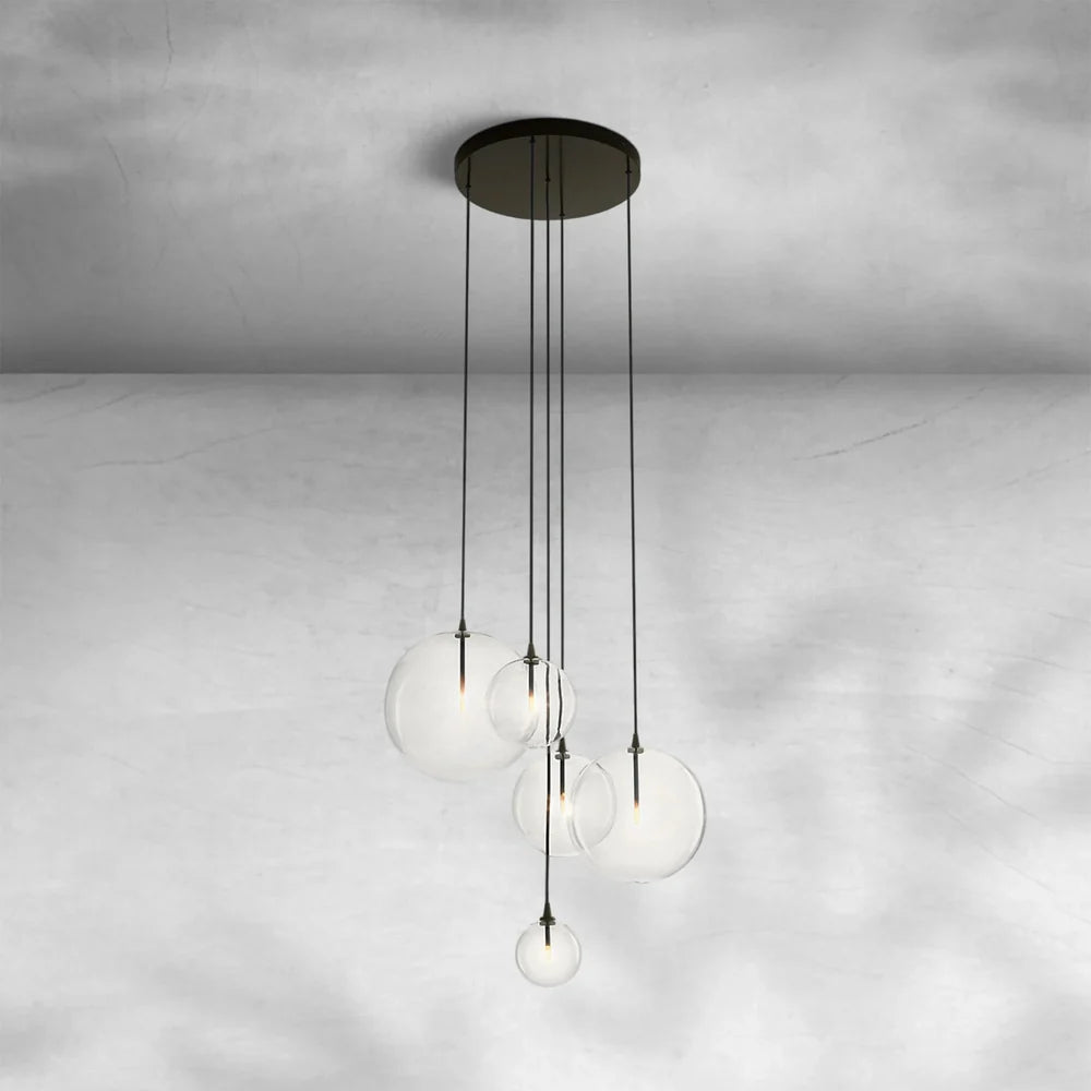 Glass Globe Mobile Cluster Chandelier 28" 44"
