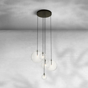 Glass Globe Mobile Cluster Chandelier 28" 44"