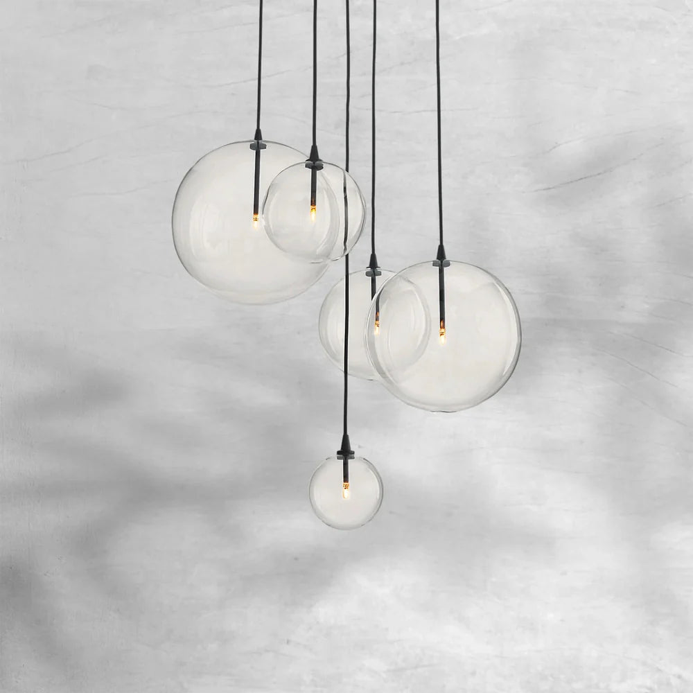 Glass Globe Mobile Cluster Chandelier 28" 44"