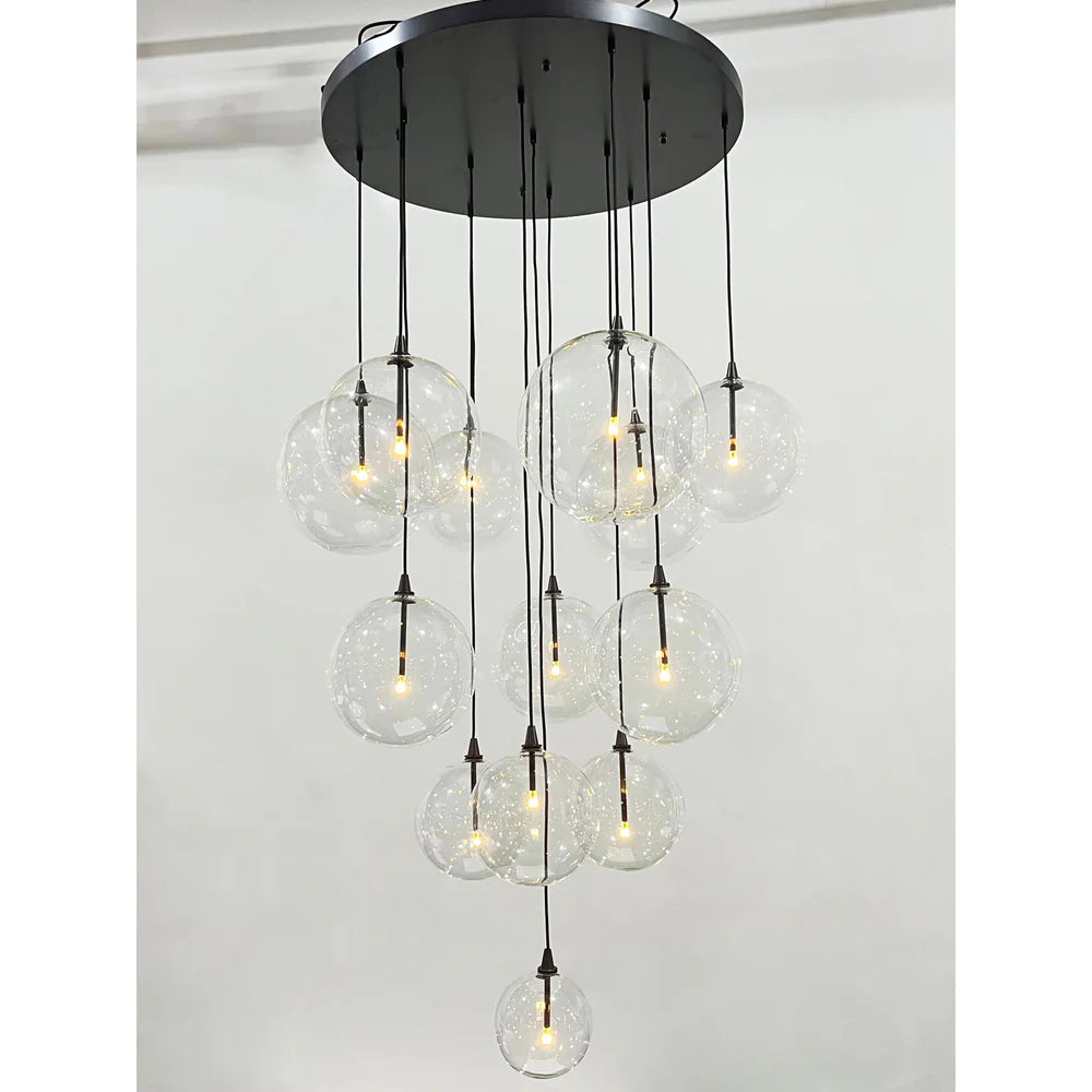 Glass Globe Mobile Cluster Chandelier 28" 44"