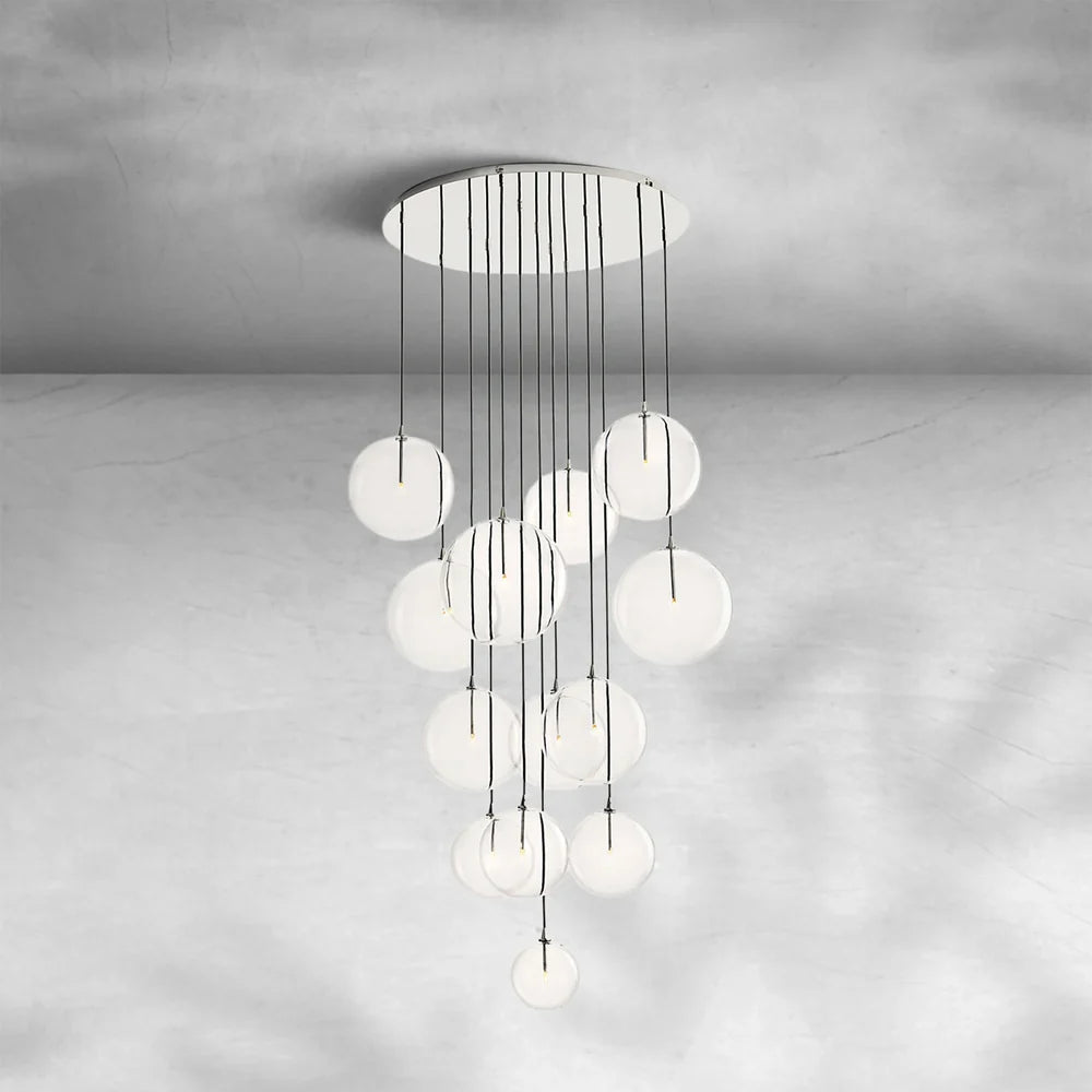 Glass Globe Mobile Cluster Chandelier 28" 44"