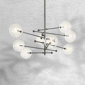 Glass Globe Mobile Eight-Arm Chandelier 79"
