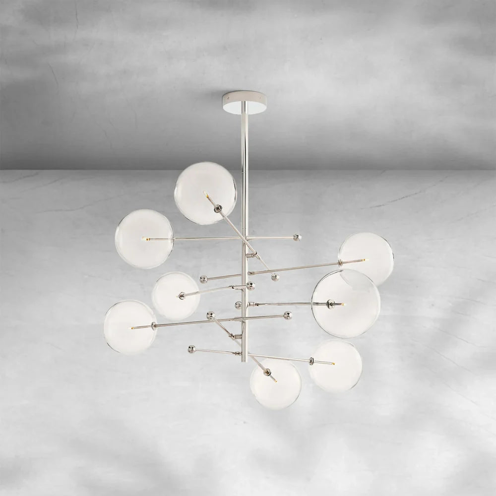 Glass Globe Mobile Eight-Arm Chandelier 79"