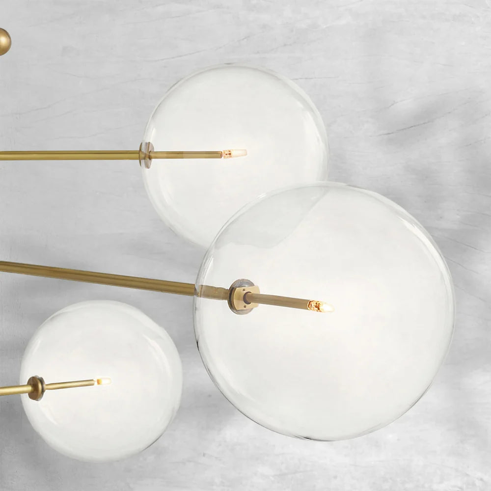 Glass Globe Mobile Eight-Arm Chandelier 79"