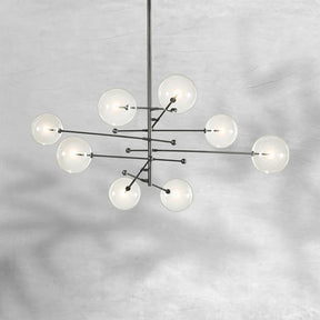 Glass Globe Mobile Eight-Arm Chandelier 79"