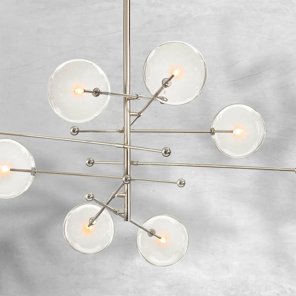Glass Globe Mobile Eight-Arm Chandelier 79"