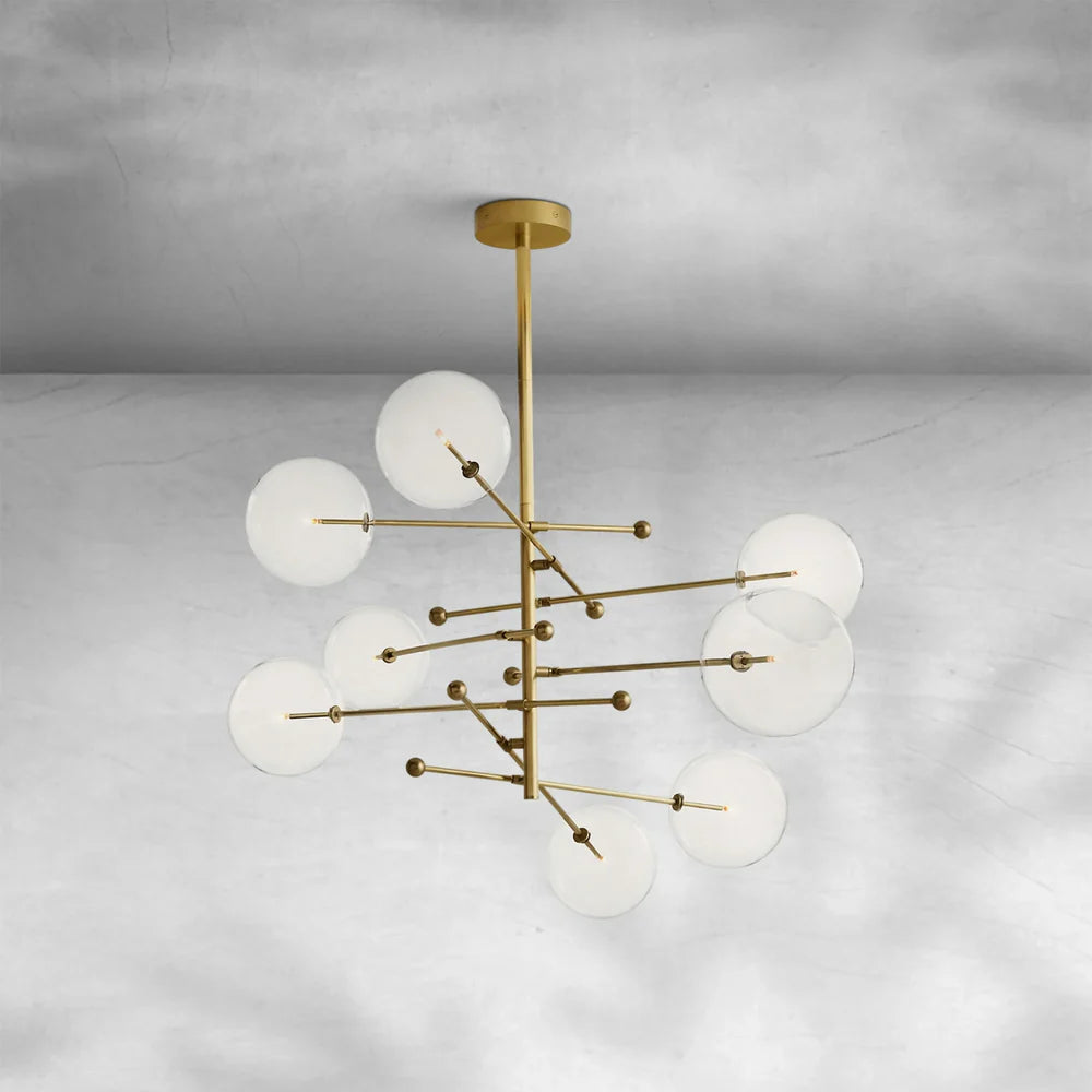 Glass Globe Mobile Eight-Arm Chandelier 79"