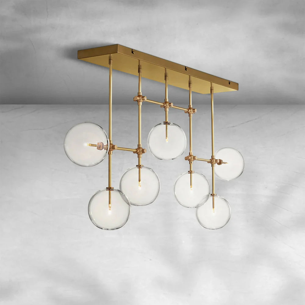 Glass Globe Mobile Linear Chandelier 60" 72"