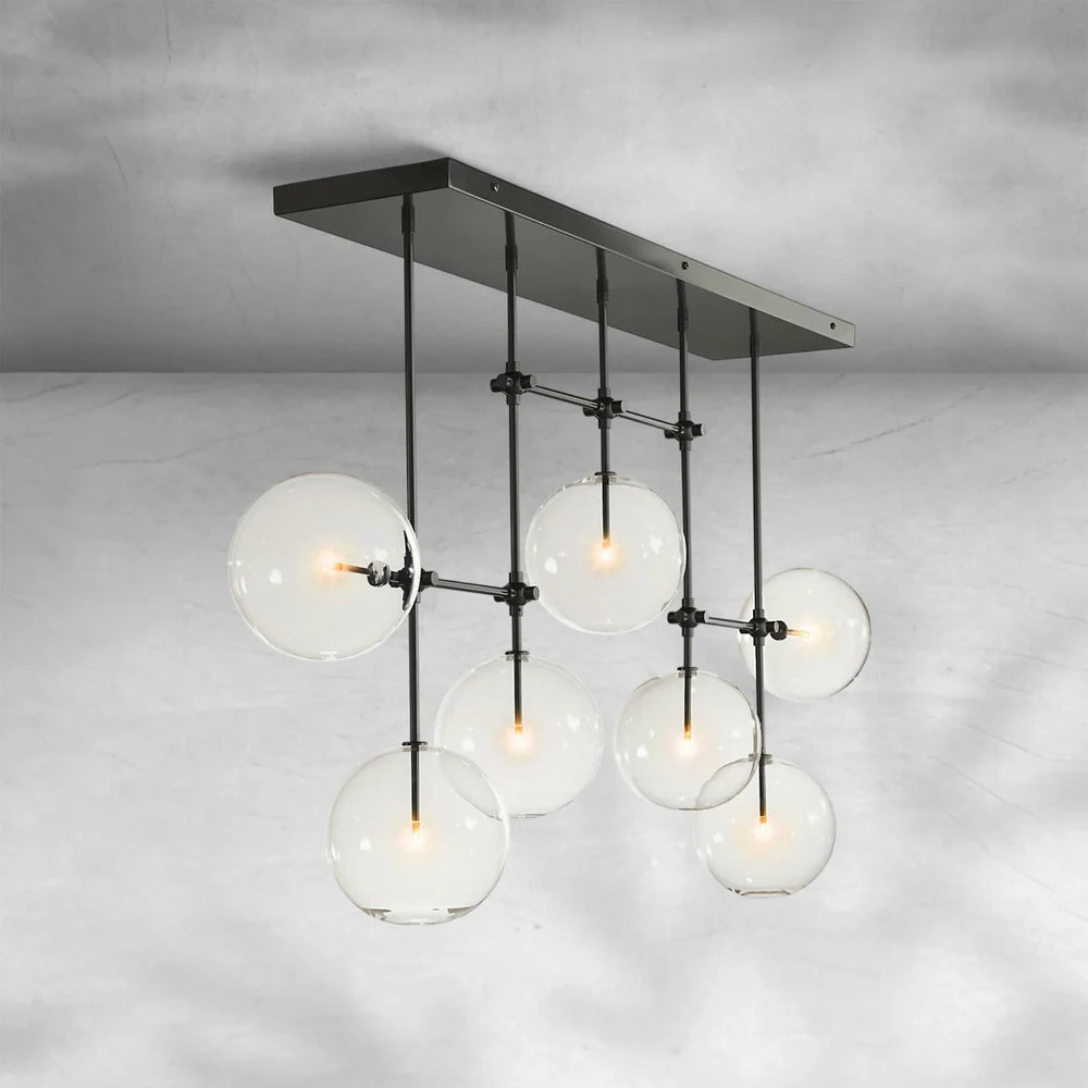 Glass Globe Mobile Linear Chandelier 60" 72"