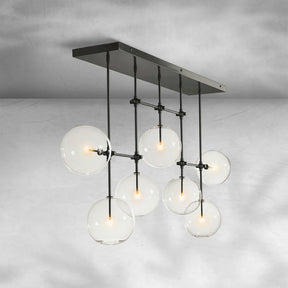 Glass Globe Mobile Linear Chandelier 60" 72"