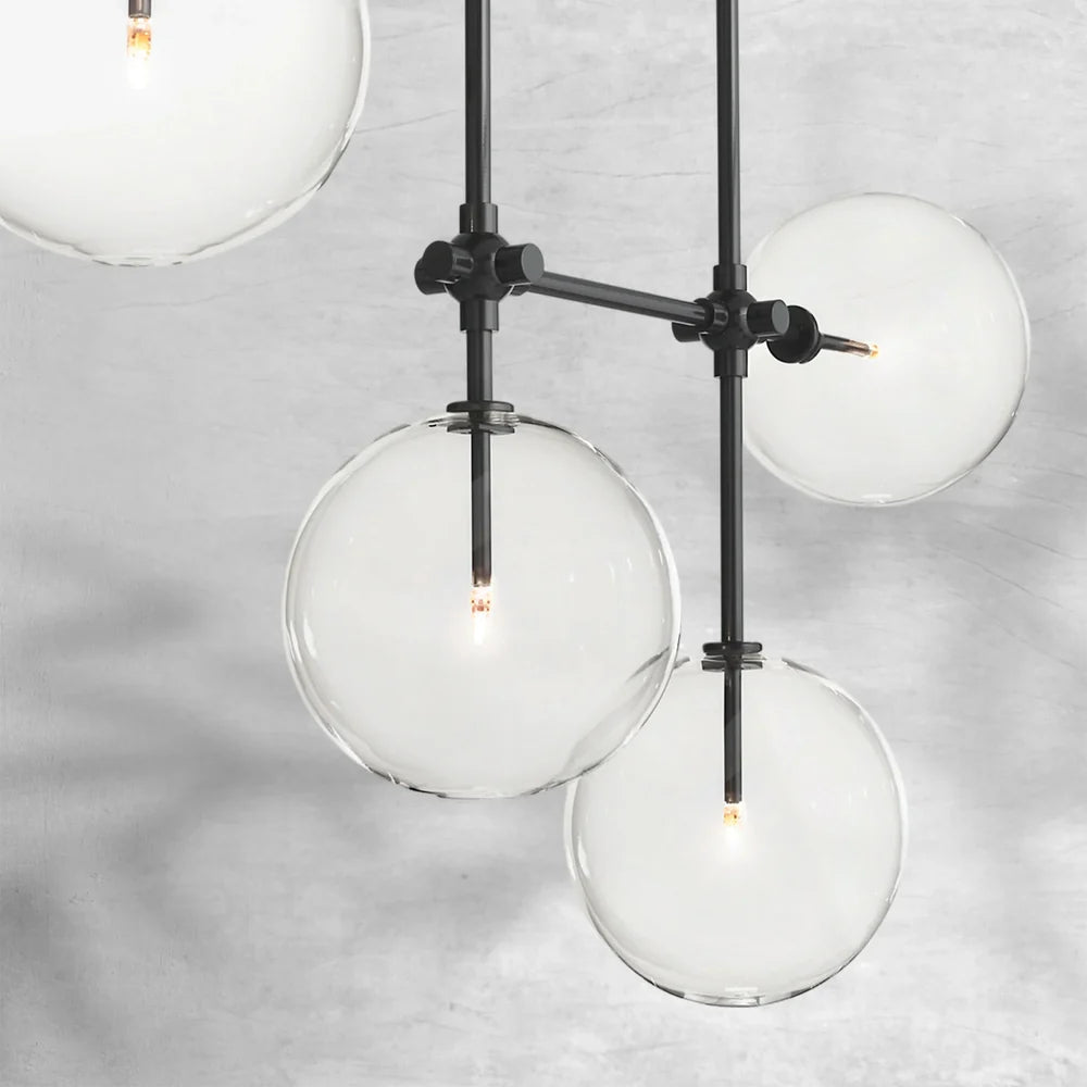 Glass Globe Mobile Linear Chandelier 60" 72"
