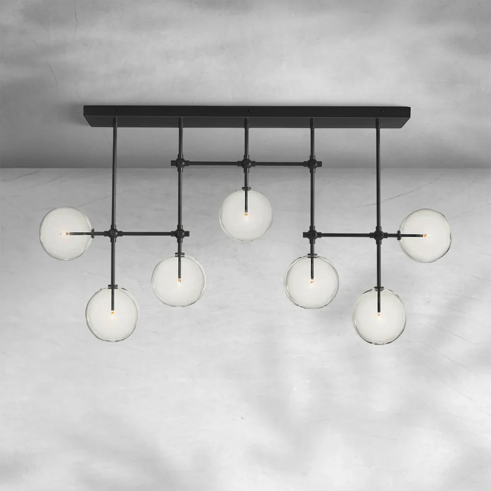Glass Globe Mobile Linear Chandelier 60" 72"