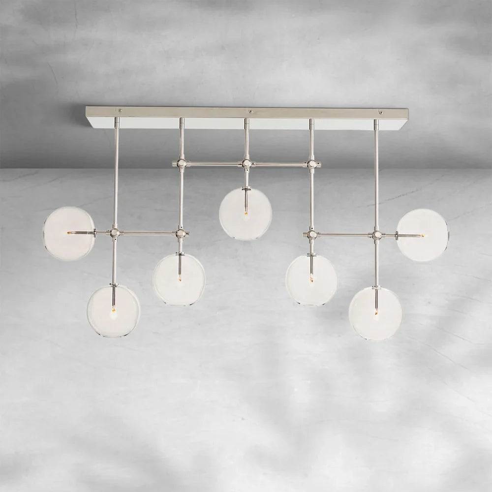 Glass Globe Mobile Linear Chandelier 60" 72"