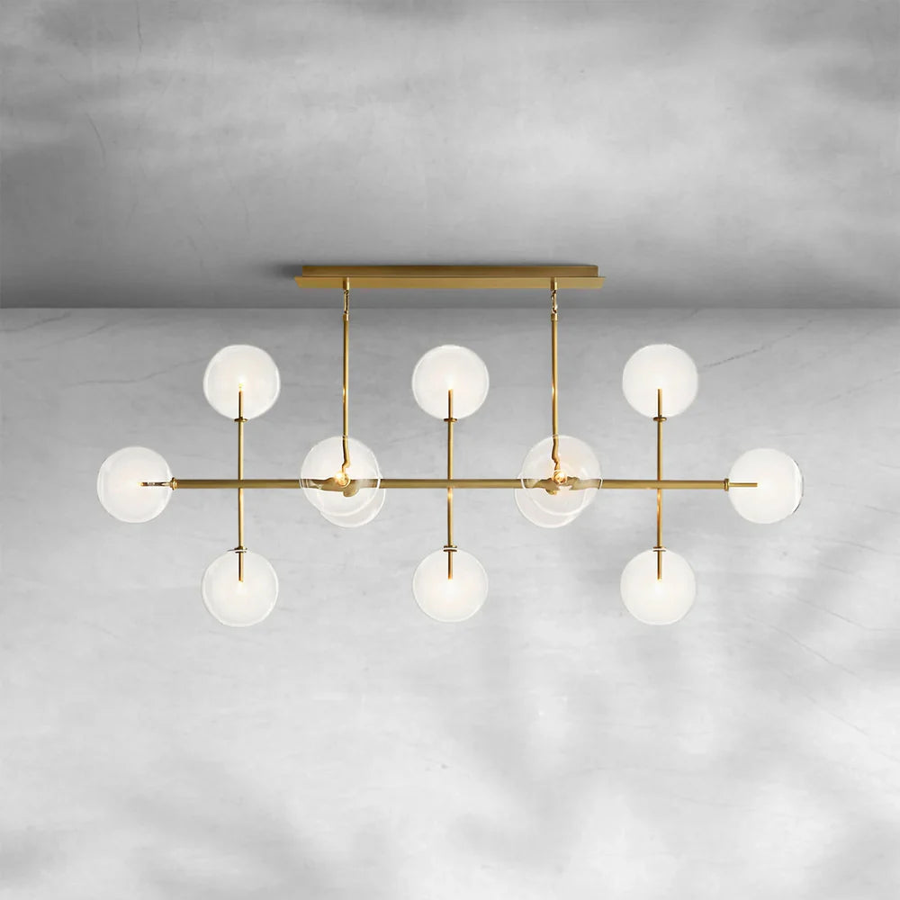 Glass Globe Mobile Linear Chandelier 60" 72"