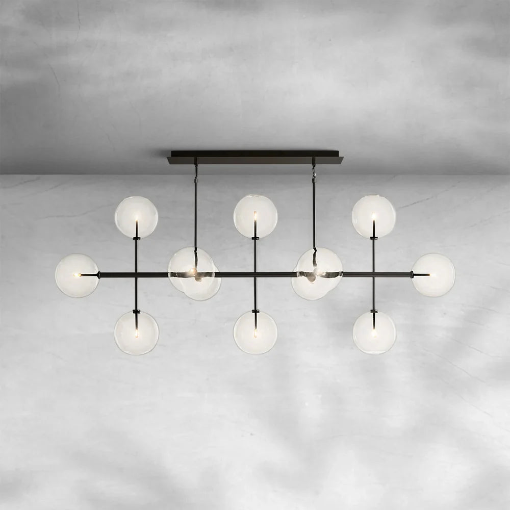 Glass Globe Mobile Linear Chandelier 60" 72"
