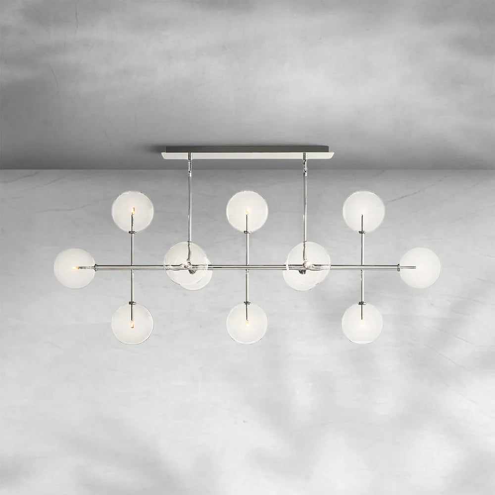 Glass Globe Mobile Linear Chandelier 60" 72"