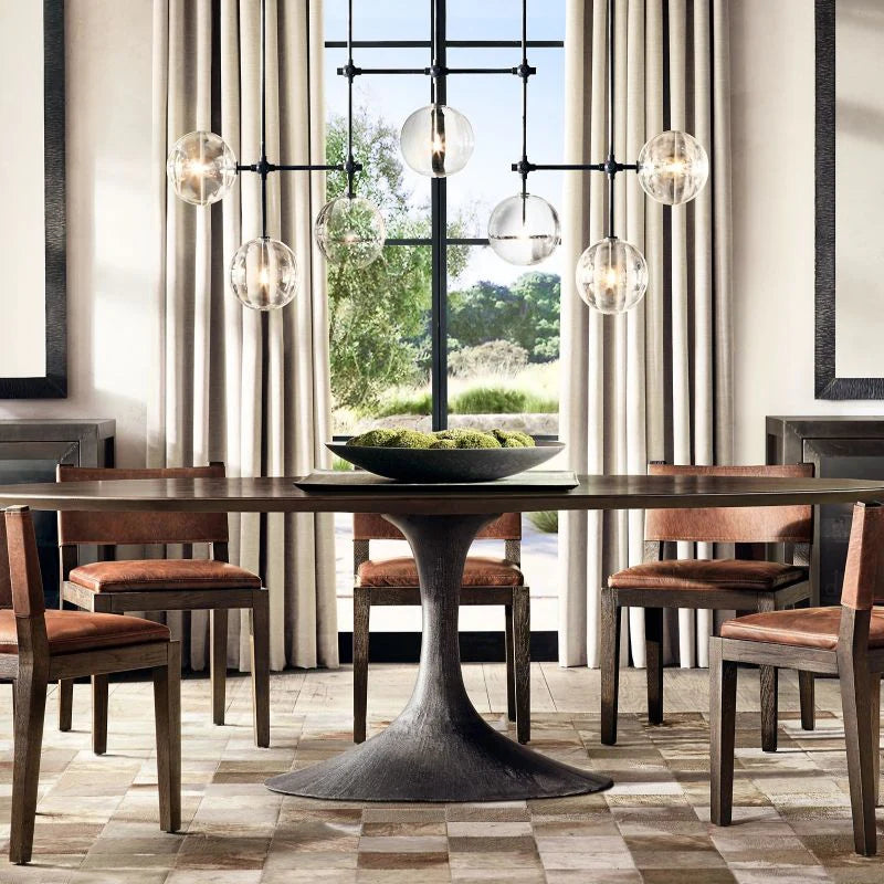 Glass Globe Mobile Linear Chandelier 60" 72"
