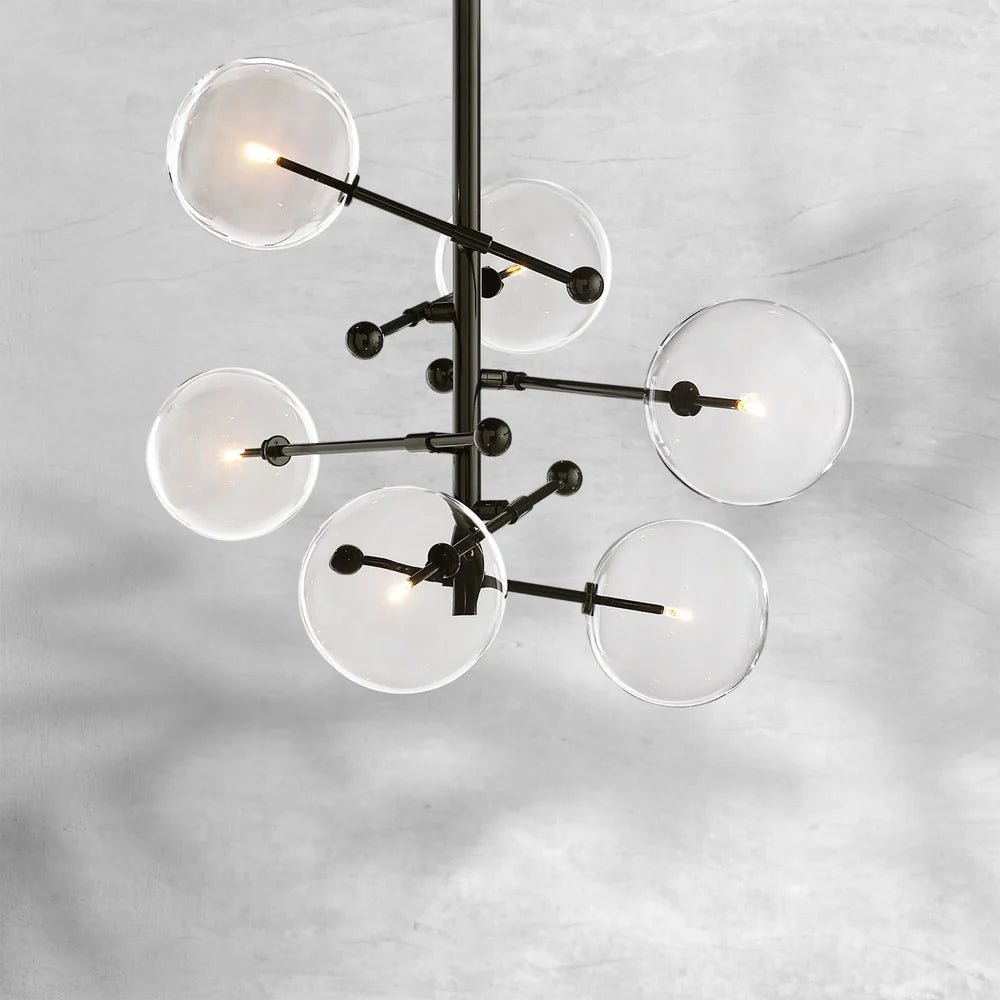 Glass Globe Mobile Six-Arm Chandelier 40"