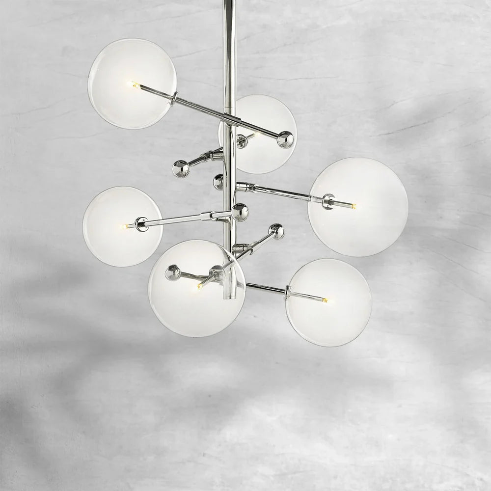 Glass Globe Mobile Six-Arm Chandelier 40"