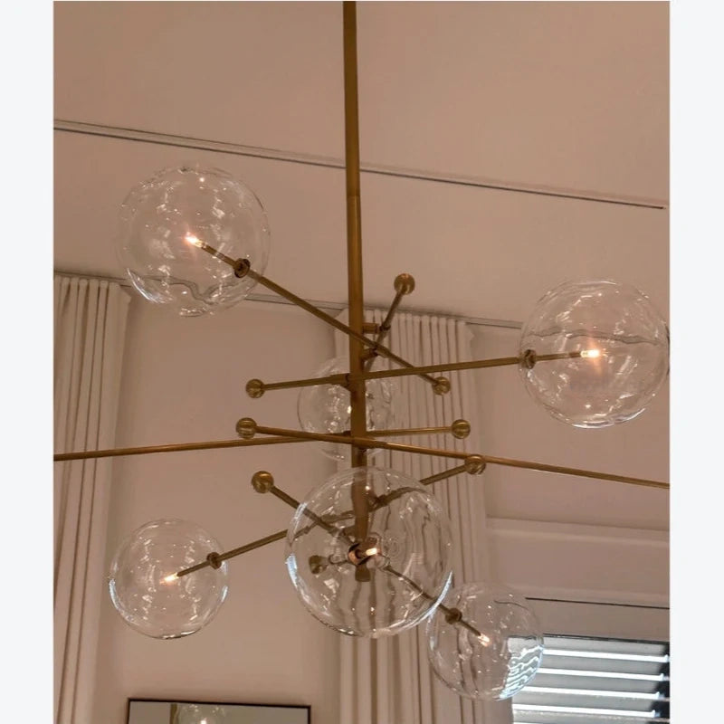 Glass Globe Mobile Six-Arm Chandelier 40"
