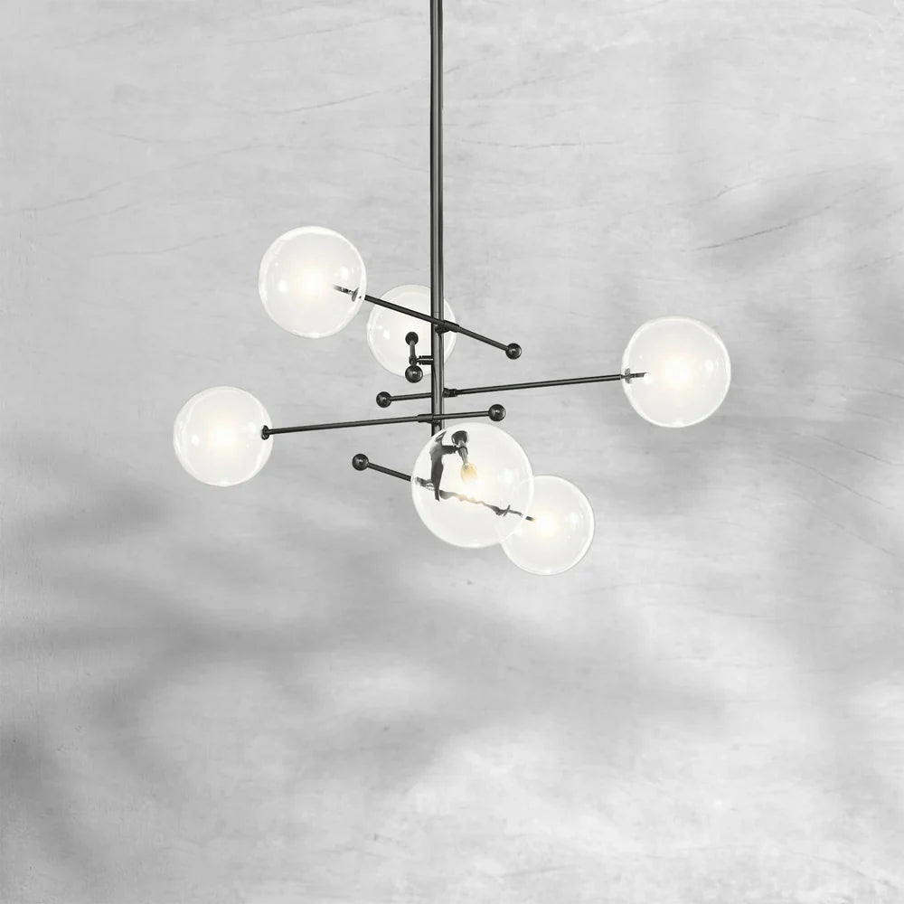 Glass Globe Mobile Six-Arm Chandelier 55"