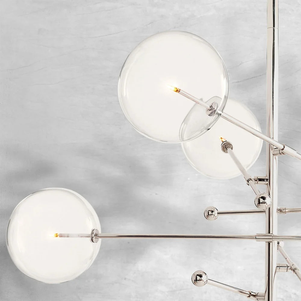 Glass Globe Mobile Six-Arm Chandelier 55"